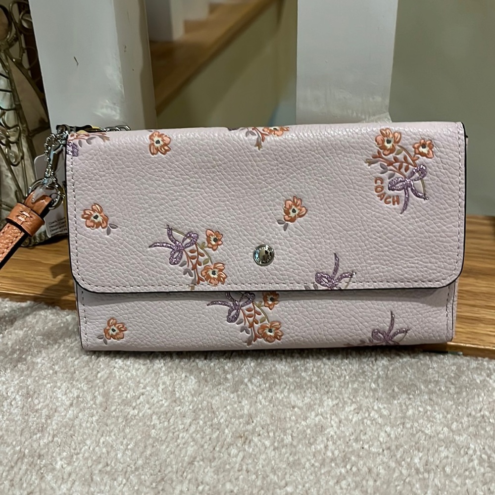 NWT COACH color block leather triple wristlet